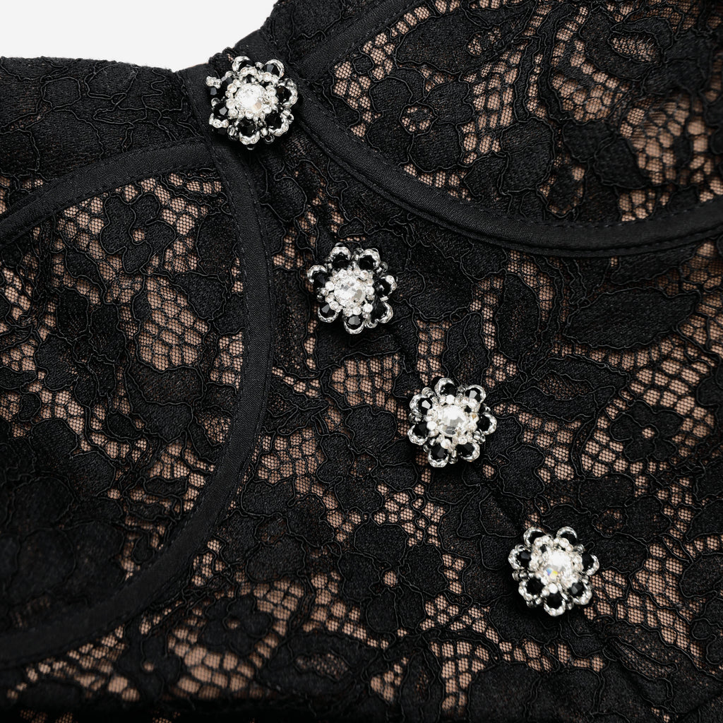 Black Sweetheart Lace Midi Dress