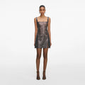Gunmetal Rhinestone Mesh Mini Dress