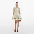 Yellow Floral Organza Mini Dress