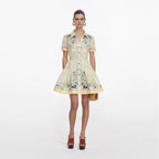 Yellow Floral Organza Mini Dress