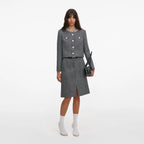 Grey Herringbone Crystal Trim Jacket