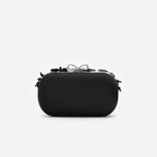 Black Satin Floral Crystal Clutch Bag