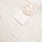 Cream Boucle Bow Detail Maxi Dress