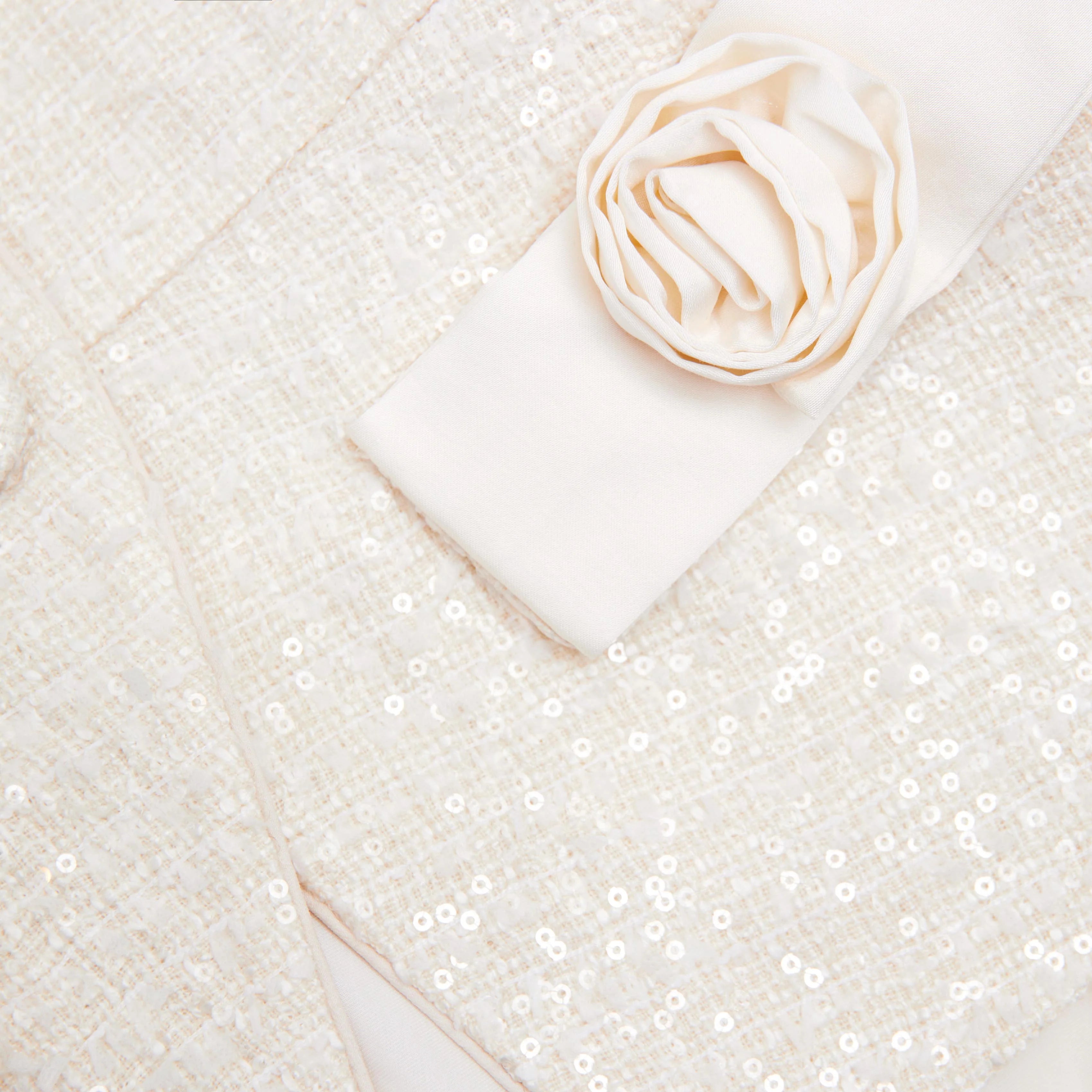 Cream Boucle Bow Detail Maxi Dress