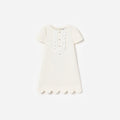 Cream Boucle Lace Bib Dress