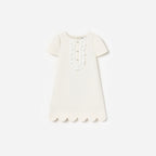 Cream Boucle Lace Bib Dress