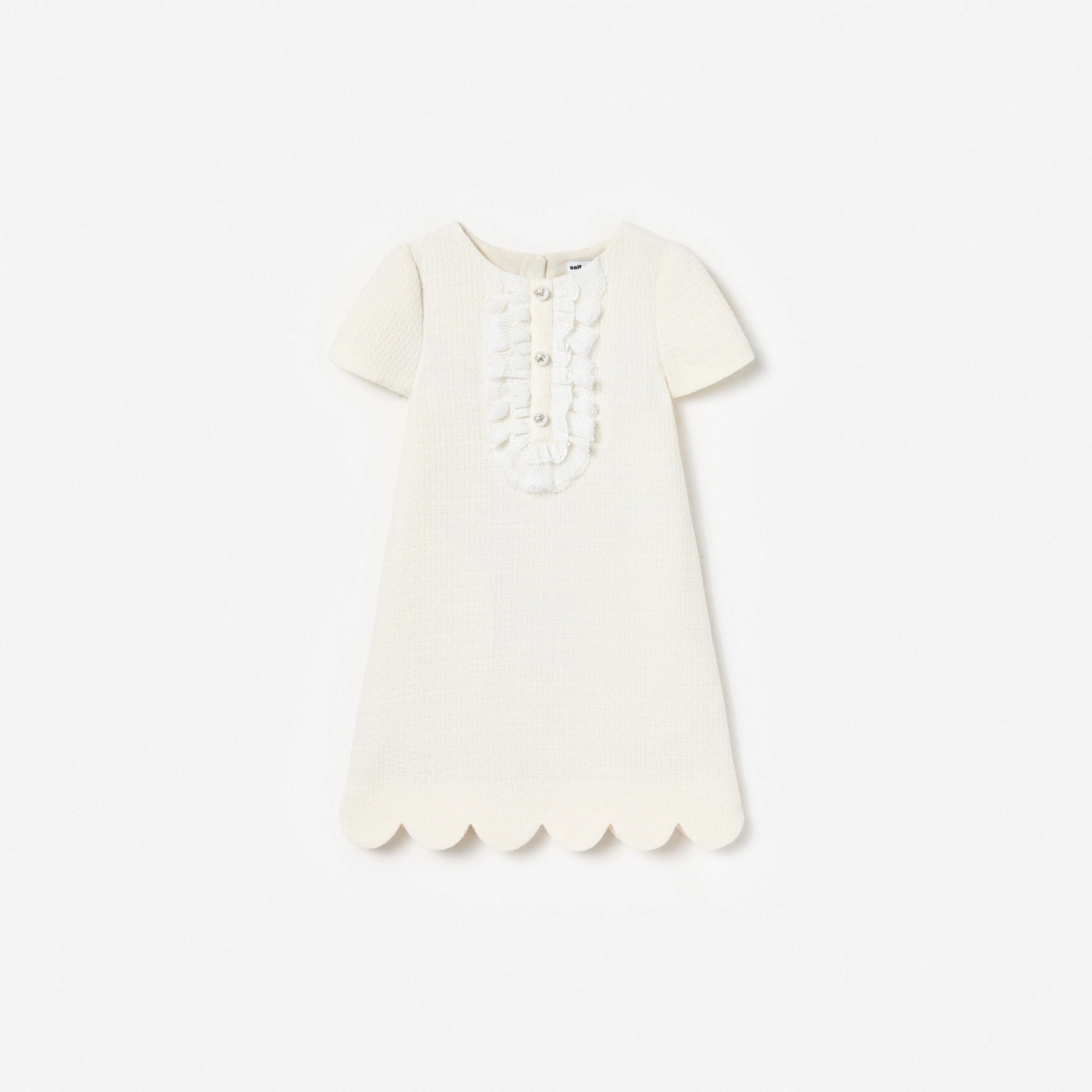 Cream Boucle Lace Bib Dress
