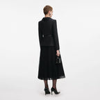 Black Wool Crepe Midi Dress