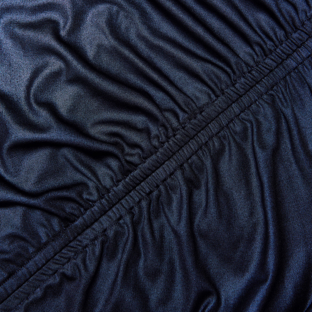 Navy Metallic Gathered Maxi Dress