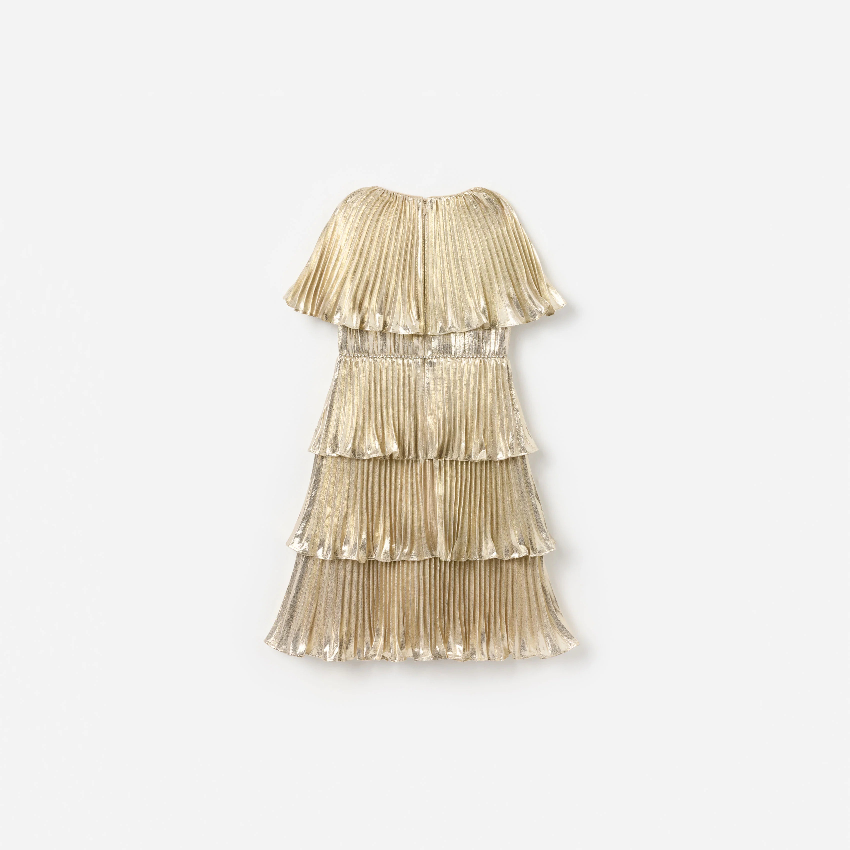 Gold Metallic Tiered Dress