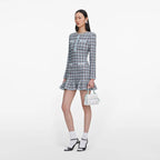 Blue Check Knit Mini Dress