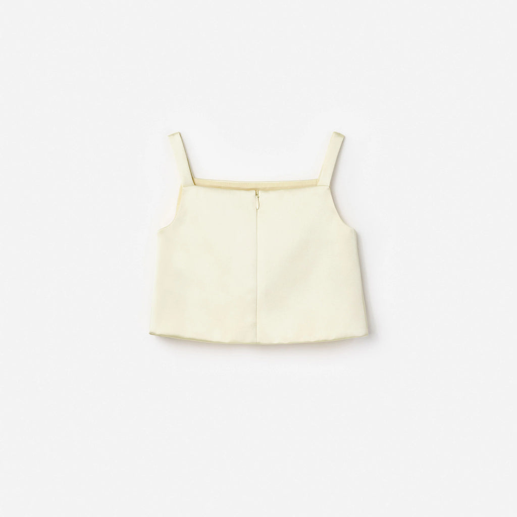 Yellow Satin Sequin Flower Top