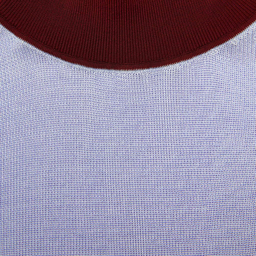 Blue Viscose Knit Short Sleeve Top