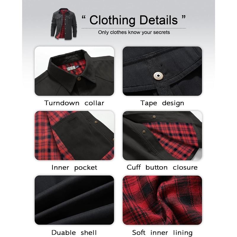 🔥Men's Flannel Lined Shacket Jacket