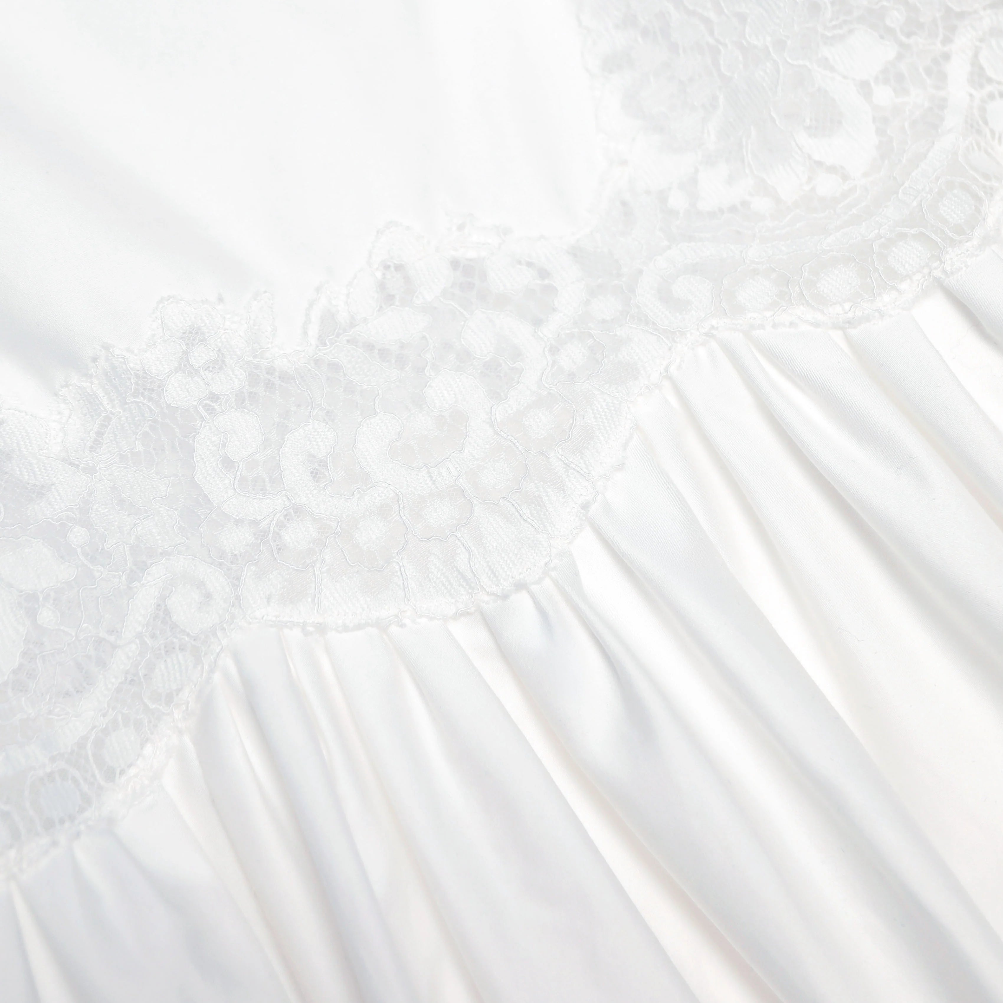 White Cotton Lace Trim Midi Dress