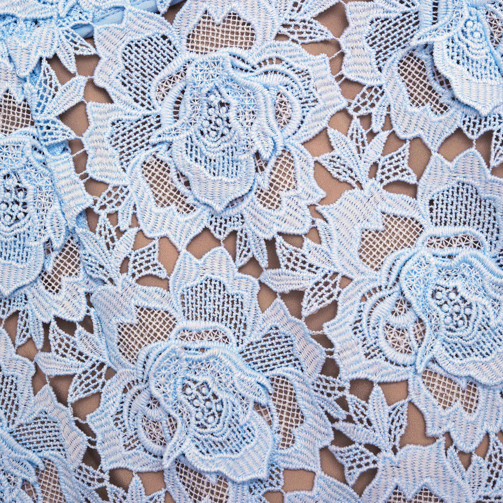 Blue Flower Lace Midi Dress