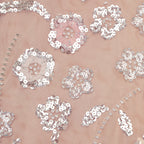 Pink Flower Sequin Embellished Midi Dress