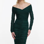 Green Viscose Knit Midi Dress