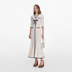 White Pointelle Knit Long Cardigan