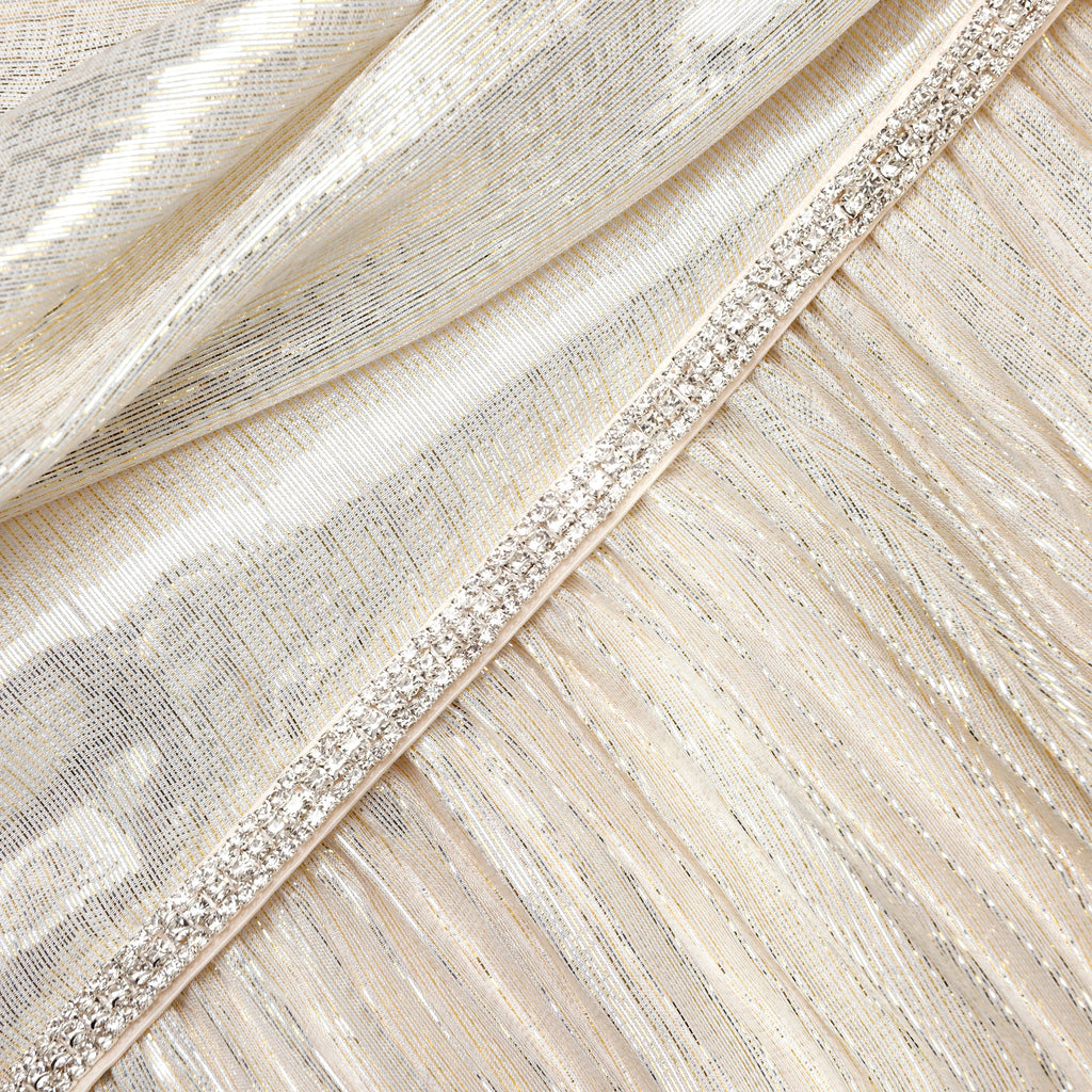 Champagne Metallic Chiffon Maxi Dress