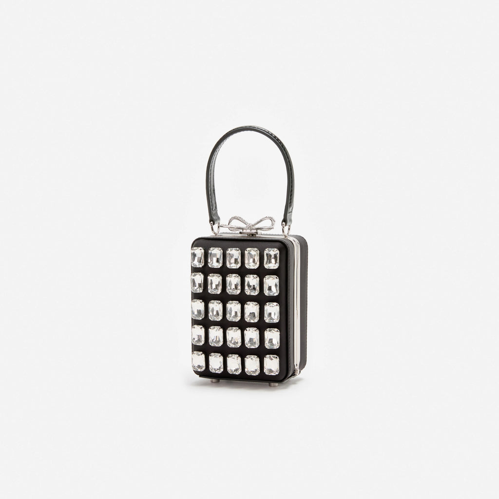 Black Satin Crystal Micro Bag
