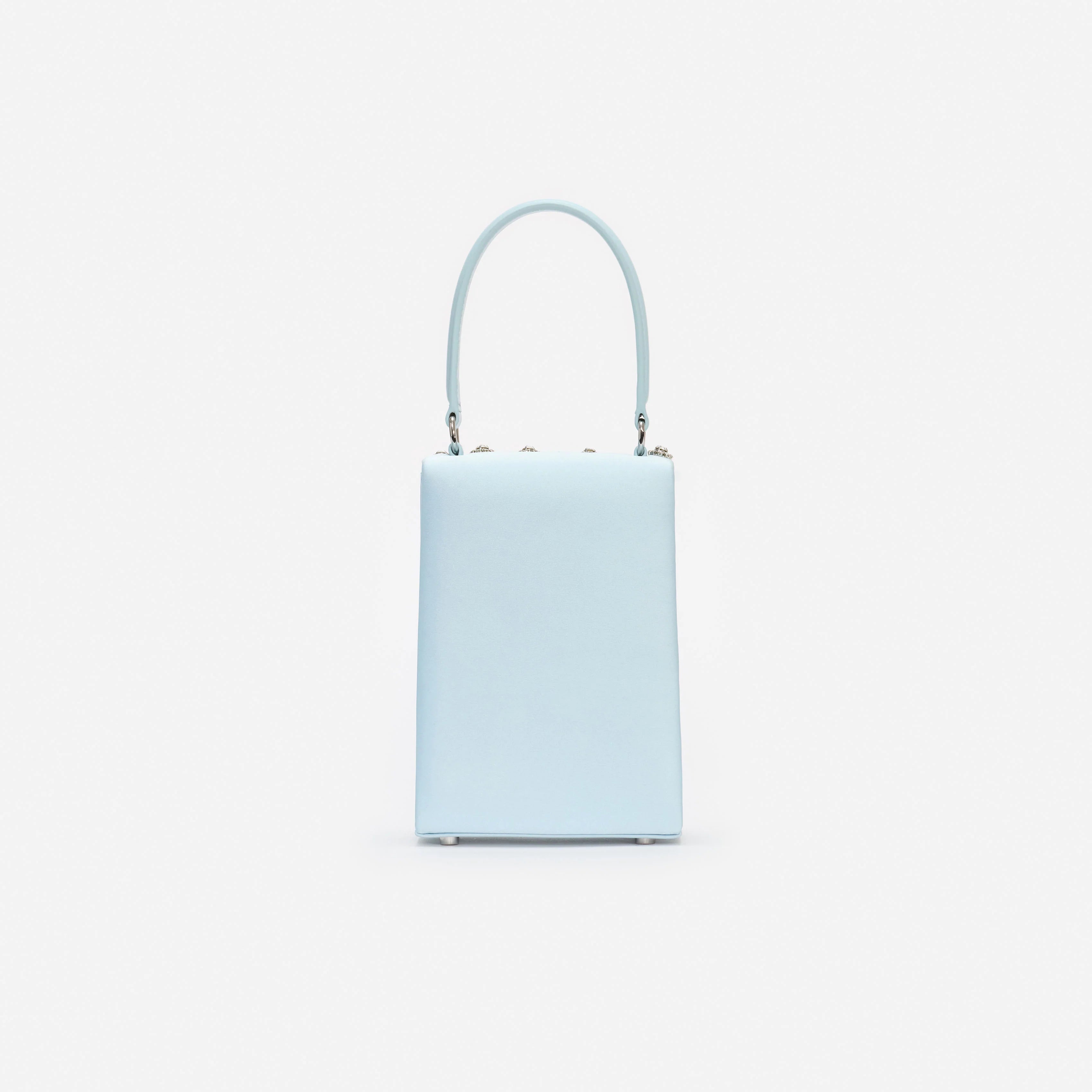 Blue Satin Crystal Mini Bow Bag