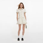 Cream Broderie Collared Denim Mini Dress