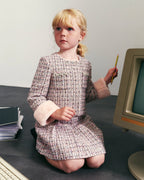 Pink Pleated Boucle Skirt