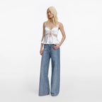 White Satin Lace Top
