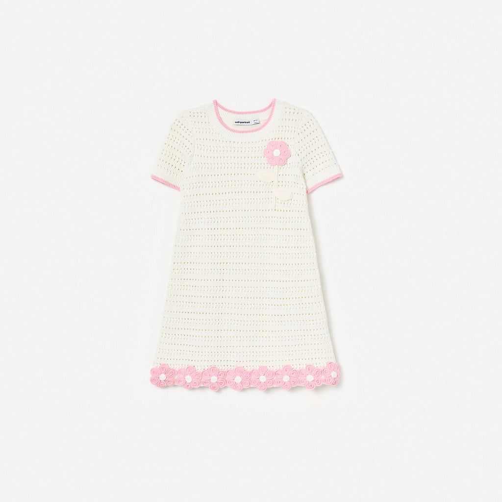 Cream Knit Flower Hem Mini Dress