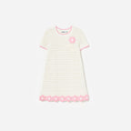 Cream Knit Flower Hem Mini Dress