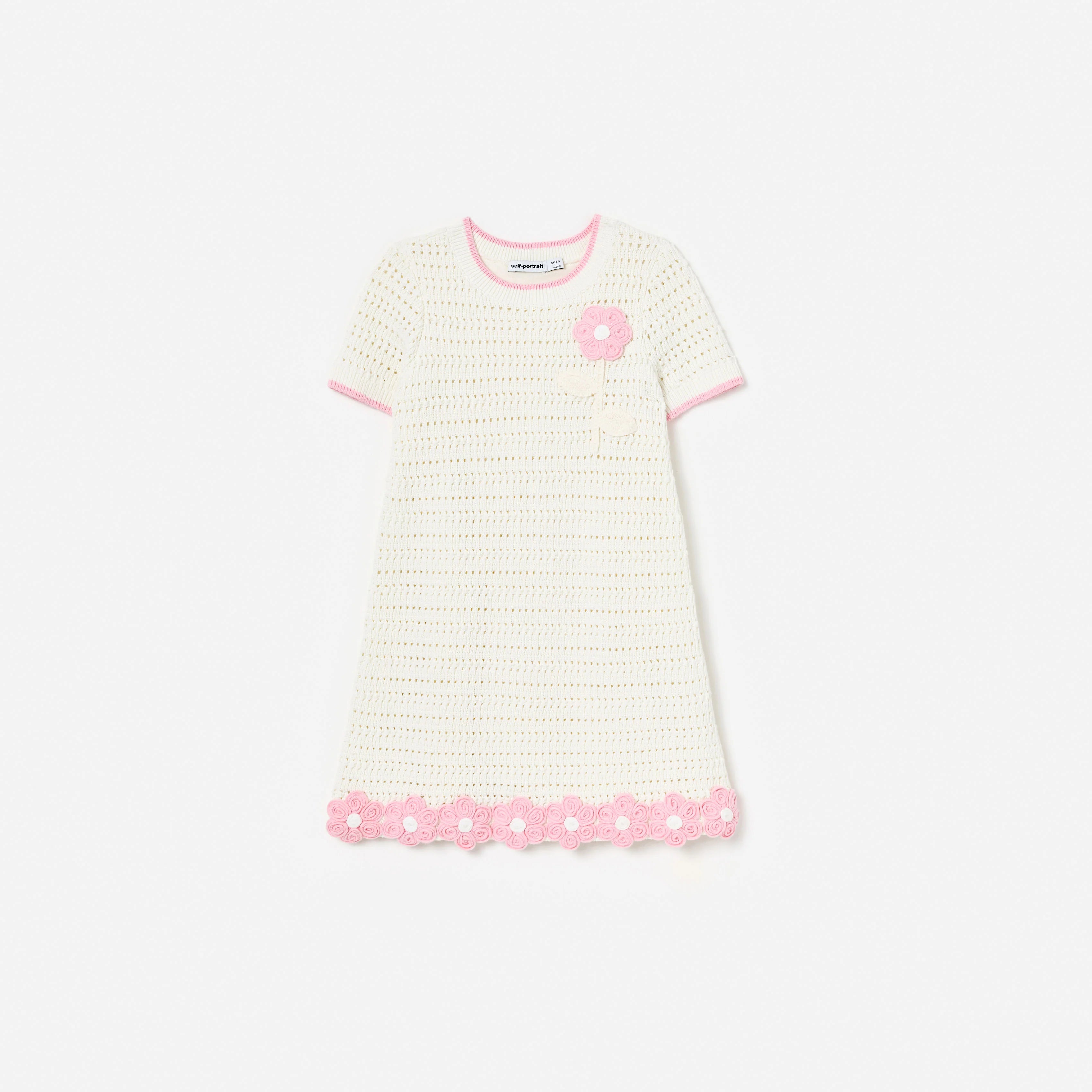 Cream Knit Flower Hem Mini Dress