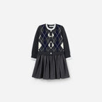 Grey Argyle Knit Dress