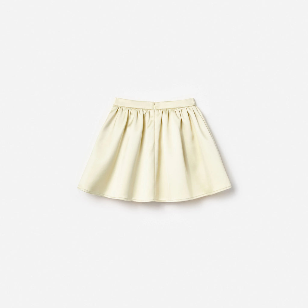 Yellow Satin Sequin Flower Skirt
