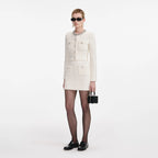 Cream Textured Knit Cardigan
