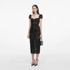 Black Sweetheart Lace Midi Dress