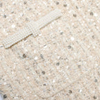 Cream Embellished Boucle Mini Dress