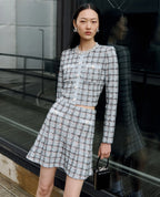 Blue Check Knit Cardigan