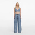 Rhinestone Croc Effect Denim Bralette