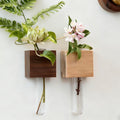 Mini Vase Magnets for Fridge, Magnetic Wooden Wall Vase Holders with Test Tube, Magnetic Attachment Hard no Falling, Modern Home，for Kitchen, Refrigerator, Bedroom, Storage, Office Decorations