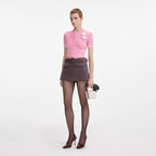 Pink Crochet Flower Knit Top