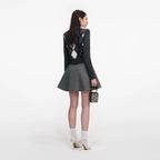Grey Argyle Crystal Trim Jumper