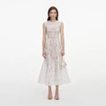 White Tulle Lace Midi Dress