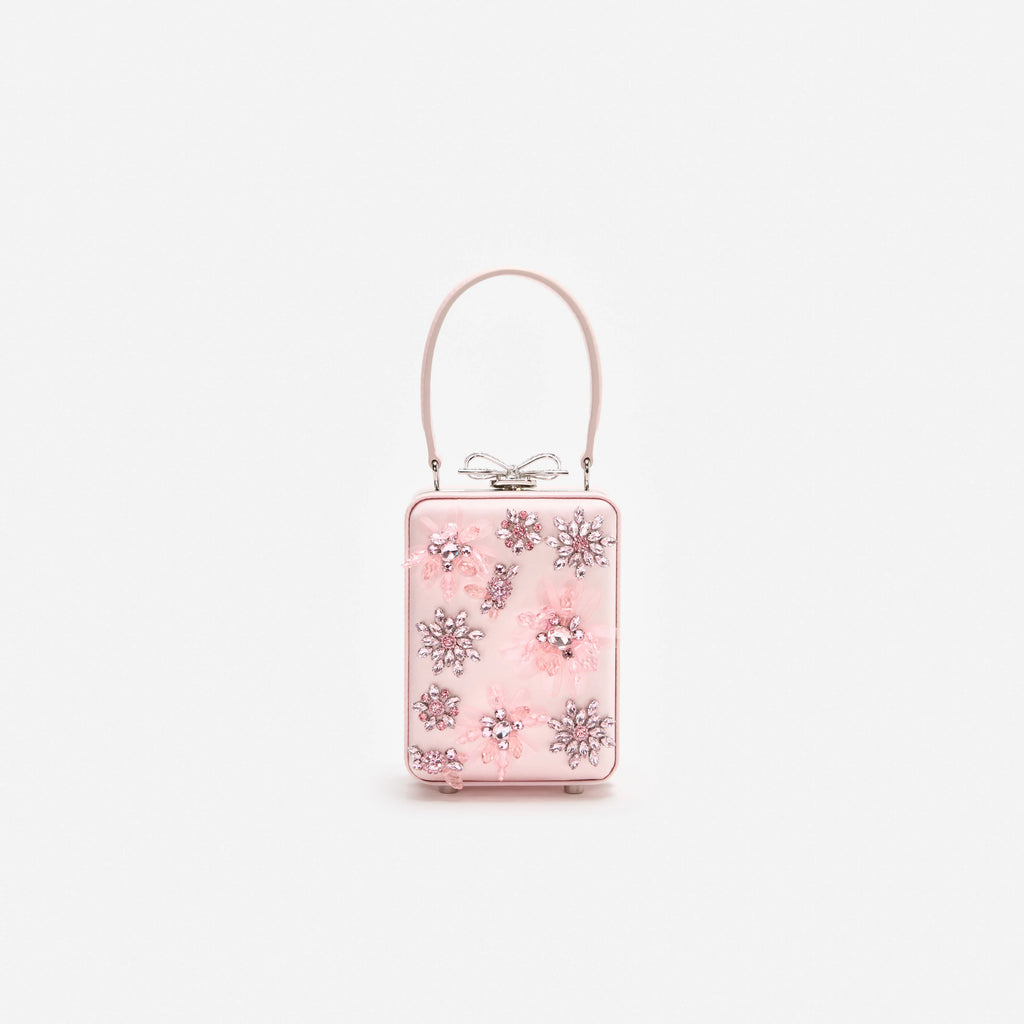 Pink Satin Floral Beaded Micro Bag