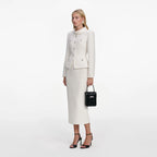Cream Boucle Tailored Midi Dress