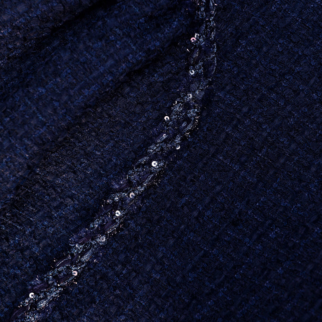 Navy Boucle Midi Dress