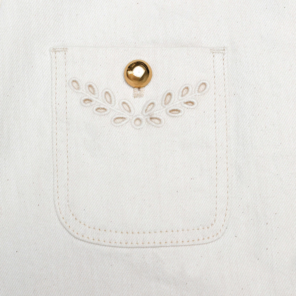 Cream Broderie Denim Mini Skirt