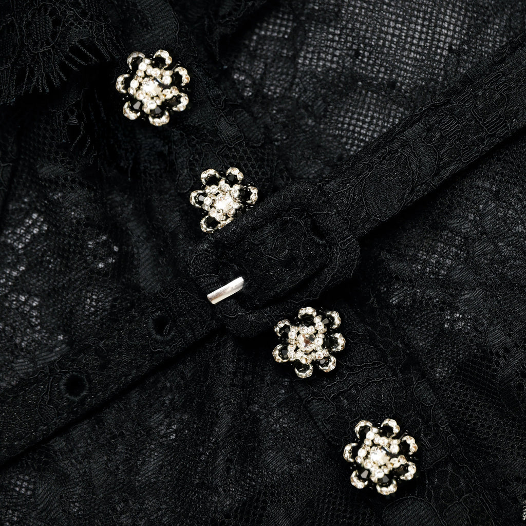 Black Lace Ruffle Maxi Dress