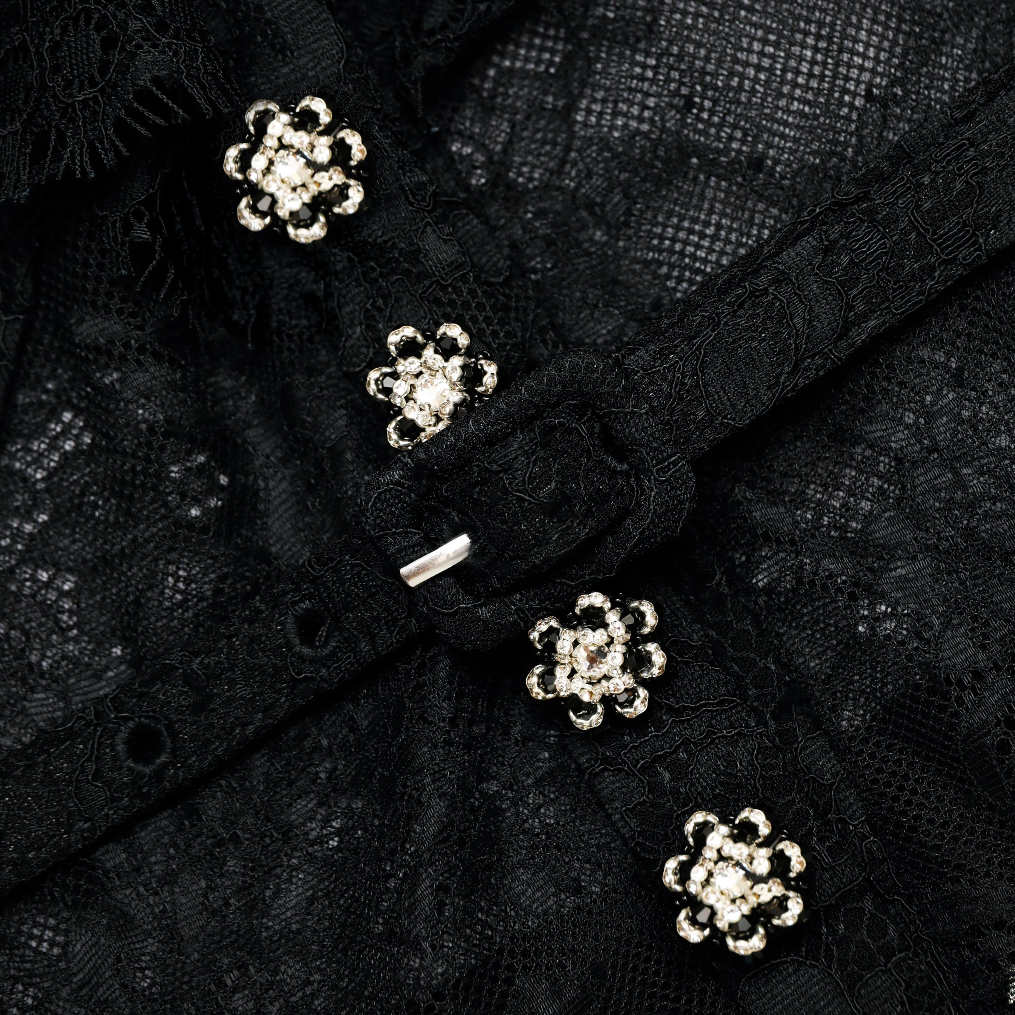 Black Lace Ruffle Maxi Dress