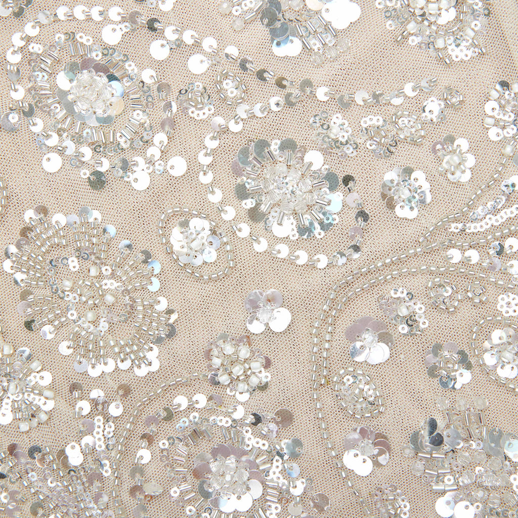 Cream Floral Sequin Maxi Dress
